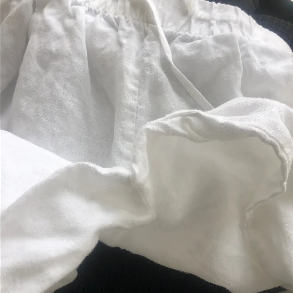 ZARA GORGEOUS LINEN WIDE PANTS LIGHT WEAR AS SEEN IN CROTCH Elegant White large